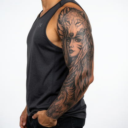 Wolf Headdress, Dagger & Wild Horse