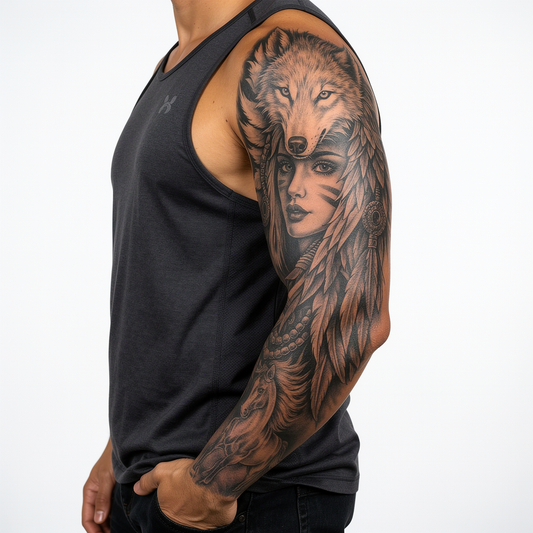 Wolf Headdress, Dagger & Wild Horse