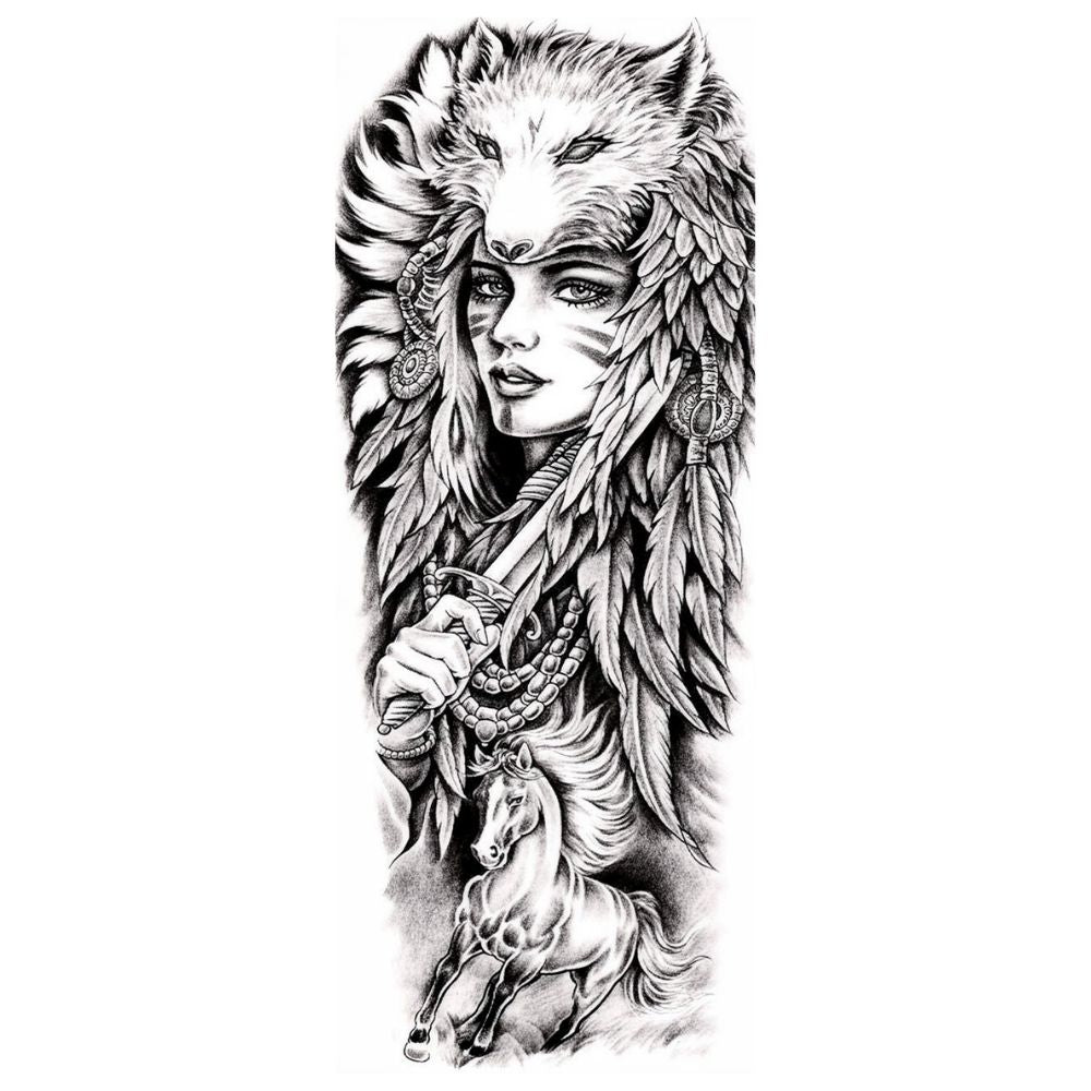 Wolf Headdress, Dagger & Wild Horse