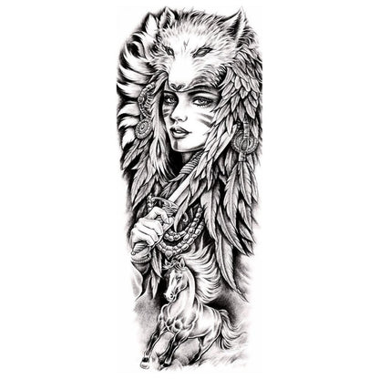 Wolf Headdress, Dagger & Wild Horse