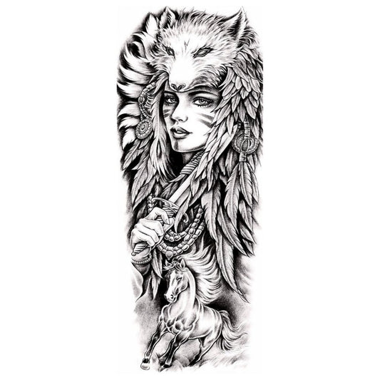 Wolf Headdress, Dagger & Wild Horse