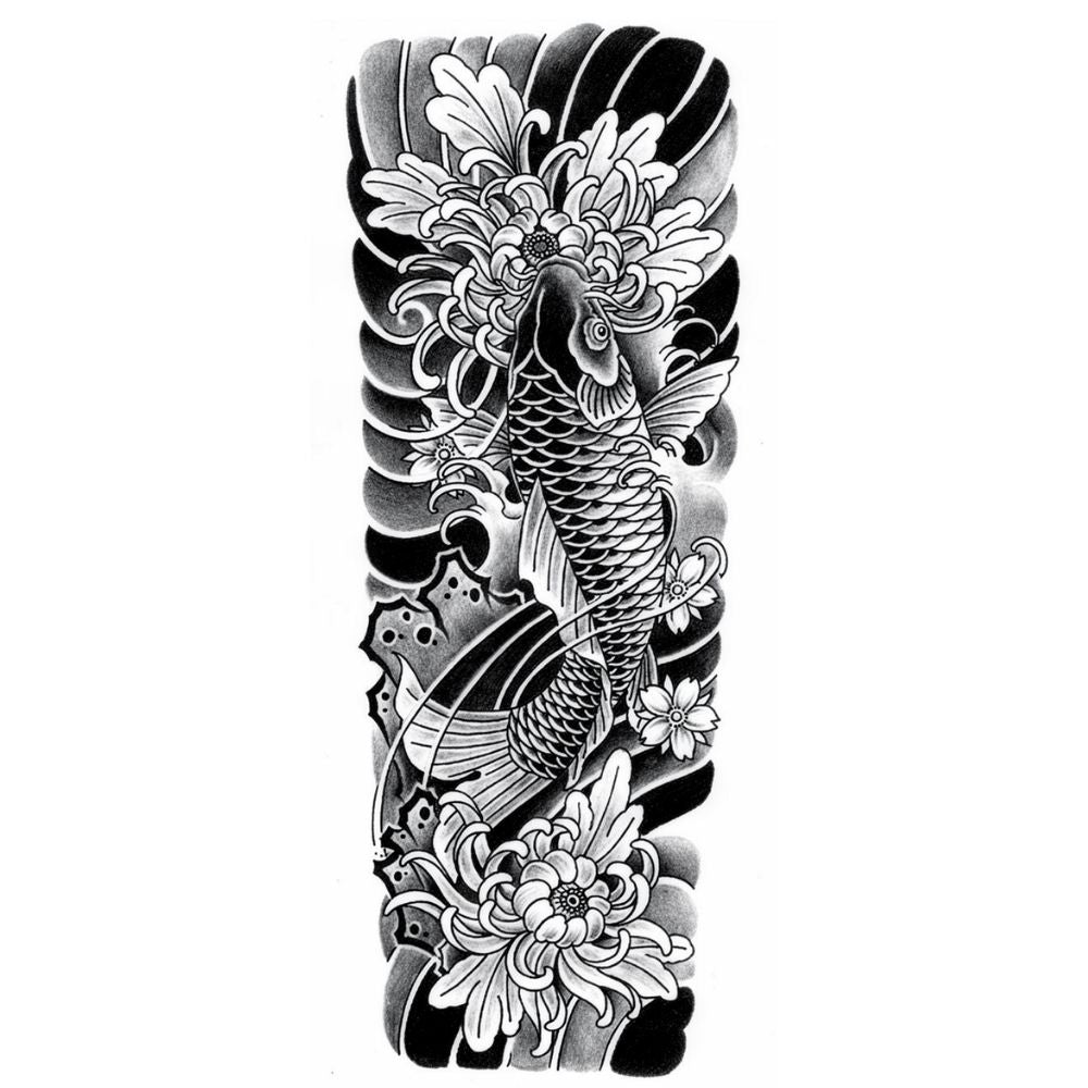 Koi, Floral & Waves