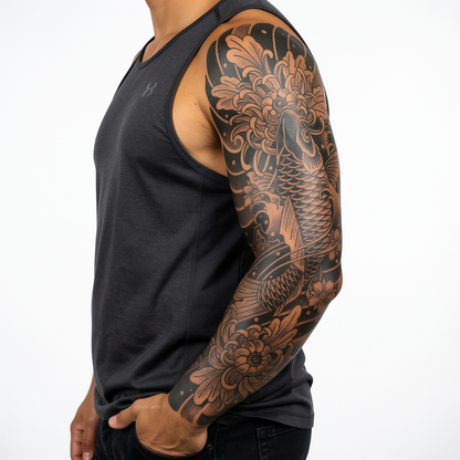Koi, Floral & Waves